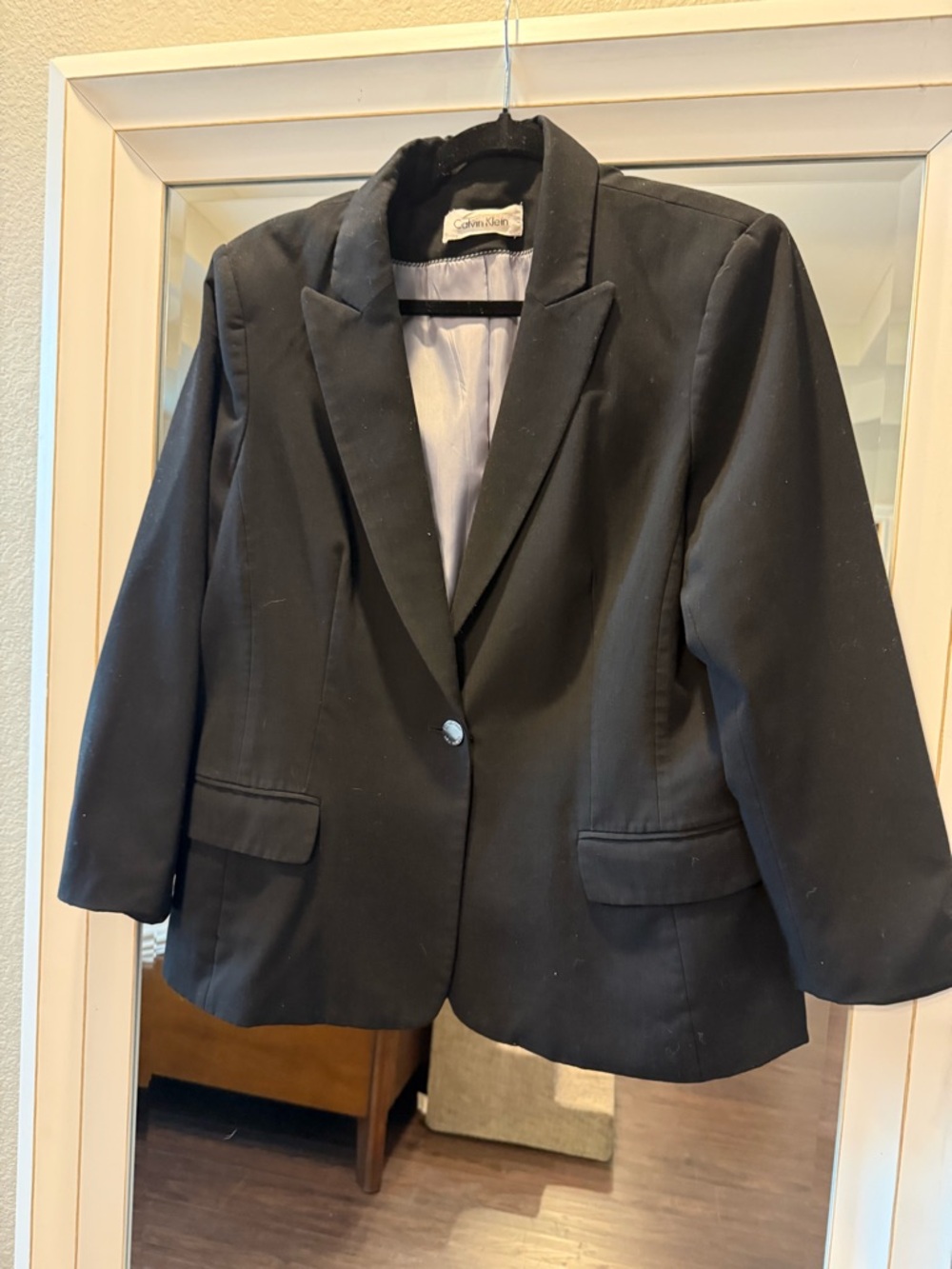 Calvin Klein Black Single-Button Notch Lapel Blazer